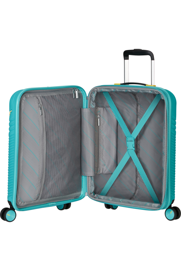 American Tourister Triple Trace Spinner TSA Expandable 55cm  Turquoise/Yellow