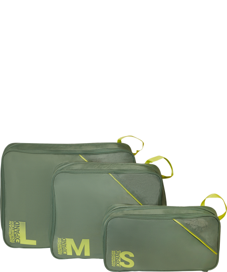 Packing Cubes 3 pakkauskuution sarja | American Tourister American Tourist. Ta Packing Cubes S/M/L  Olive/Lime