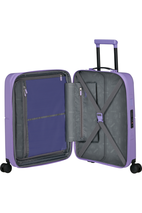 American Tourister DashPop Spinner Expandable TSA 55cm Violet Purple American Tourister DashPop Spinner Expandable TSA 55cm Violet Purple