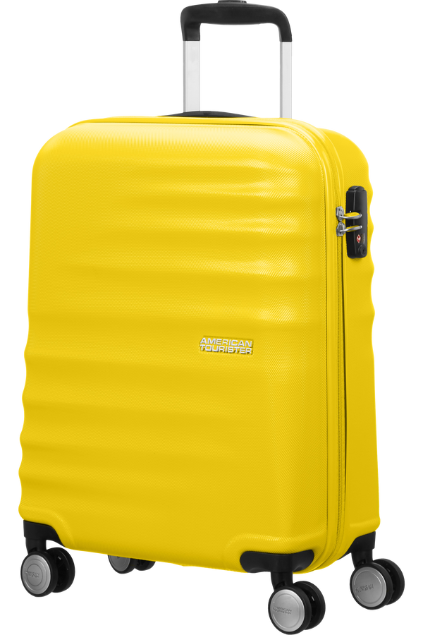 American Tourister Wavebreaker 4-wheel cabin baggage Spinner suitcase 55x40x20cm Sunny Yellow