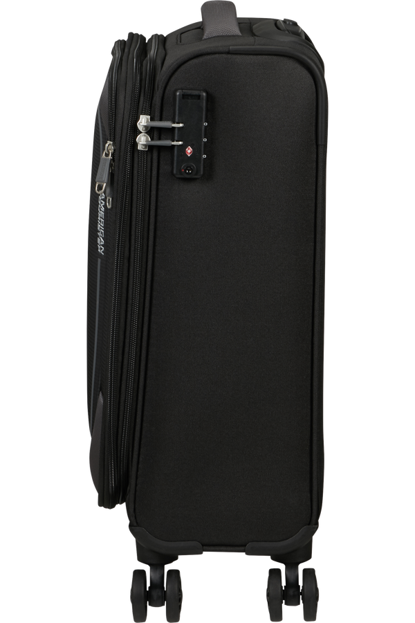 American Tourister Pulsonic Spinner Expandable 55cm  Asphalt Black American Tourister Pulsonic Spinner Expandable 55cm  Asphalt Black