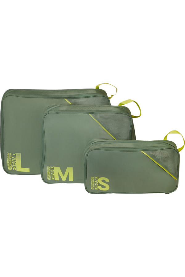 Packing Cubes 3 pakkauskuution sarja | American Tourister American Tourist. Ta Packing Cubes S/M/L  Olive/Lime