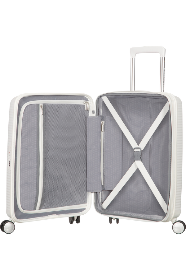 American Tourister Soundbox Spinner Expandable 55cm Pure White